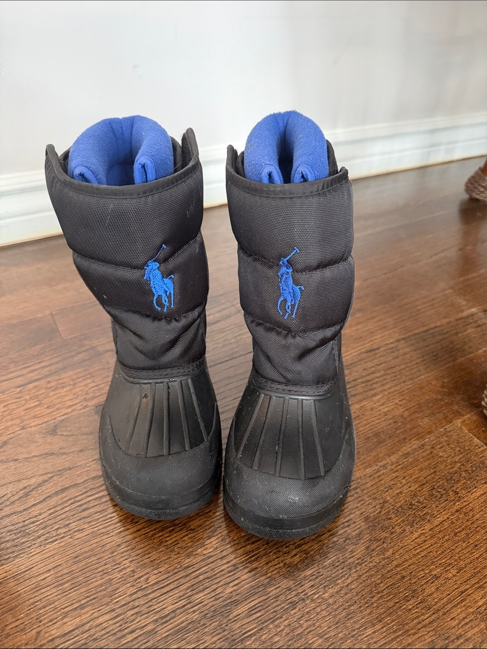 Polo by Ralph Lauren Kids Black Snow Boots with Blue Lining & Logo